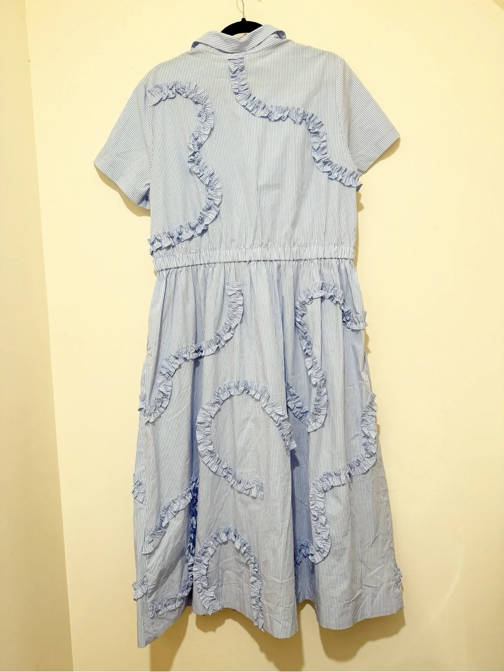 kate spade Light Blue Ruffle-Trim Midi Shirt Dress